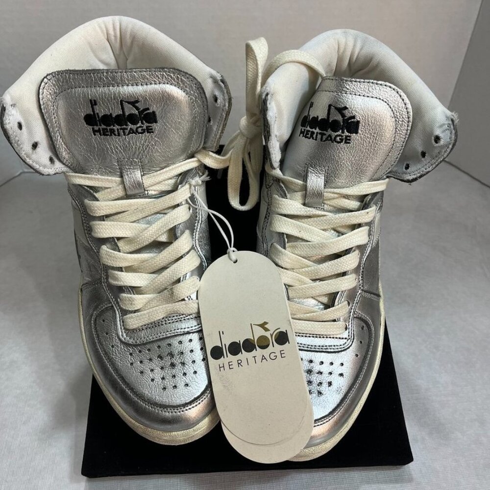 NEW Diadora Heritage 1984 High Top Sneakers Silver